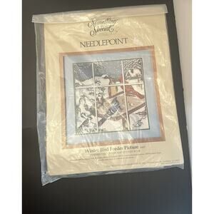 Candamar Something Special Winter Bird Feeder Needlepoint Kit 1986 14"x14" NOS